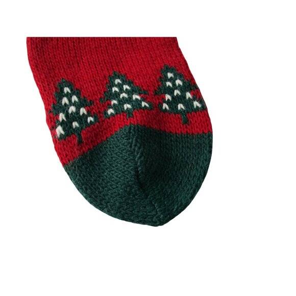 Vintage Christmas Knit Stocking With Reindeer Trees & Pom-Pom 24"x5.5" Festive R - Picture 5 of 12